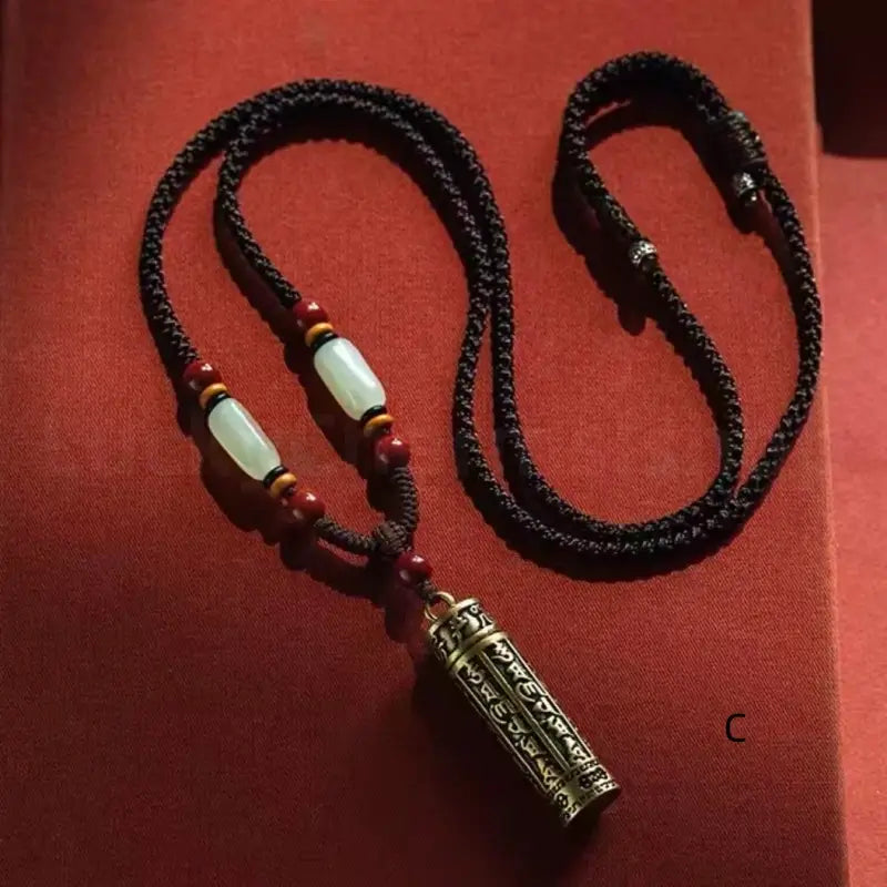 Openable Brass Gau Box Six-Syllable Pendant Necklace-LuckyCharms.Shop