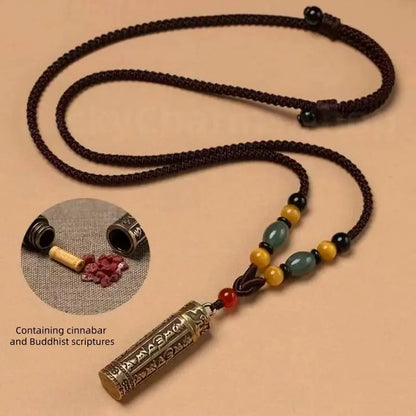 Openable Brass Gau Box Six-Syllable Pendant Necklace-LuckyCharms.Shop