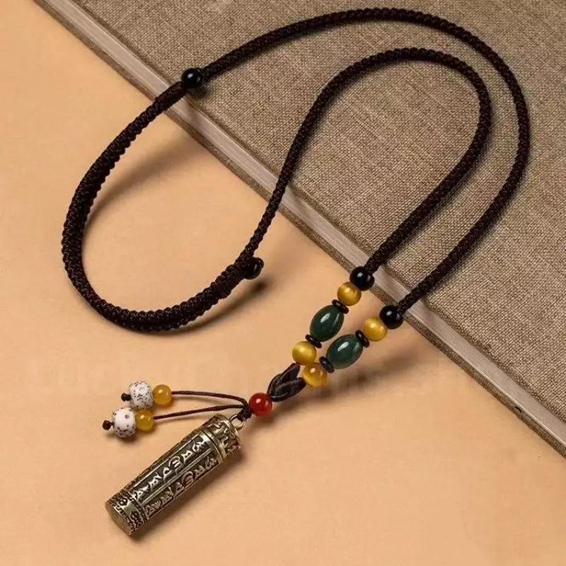 Openable Brass Gau Box Six-Syllable Pendant Necklace-LuckyCharms.Shop