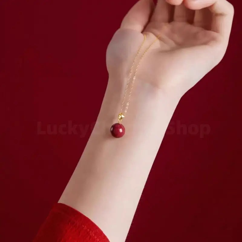 Natural Cinnabar Fortune-Turning Beads Pendant Love & Luck Necklace-LuckyCharms.Shop