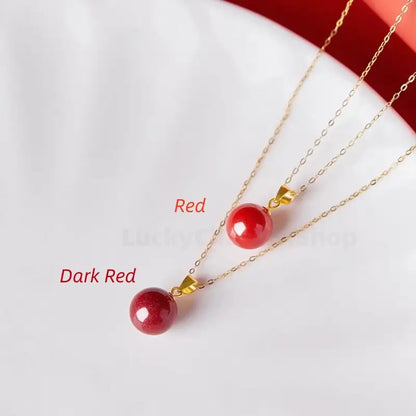 Natural Cinnabar Fortune-Turning Beads Pendant Love & Luck Necklace-LuckyCharms.Shop