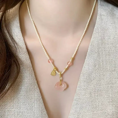 Auspicious Cloud Lock Pendant Necklace - Natural Chalcedony & Agate