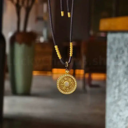 Gold-plated Rotatable Eight Treasures Compass Pendant Necklaces-LuckyCharms.Shop