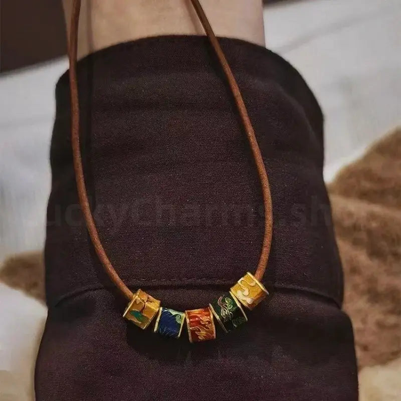 Five Cubic Fortune-Turning Beads WUXING Necklace Wealth Luck Protection Success-LuckyCharms.Shop