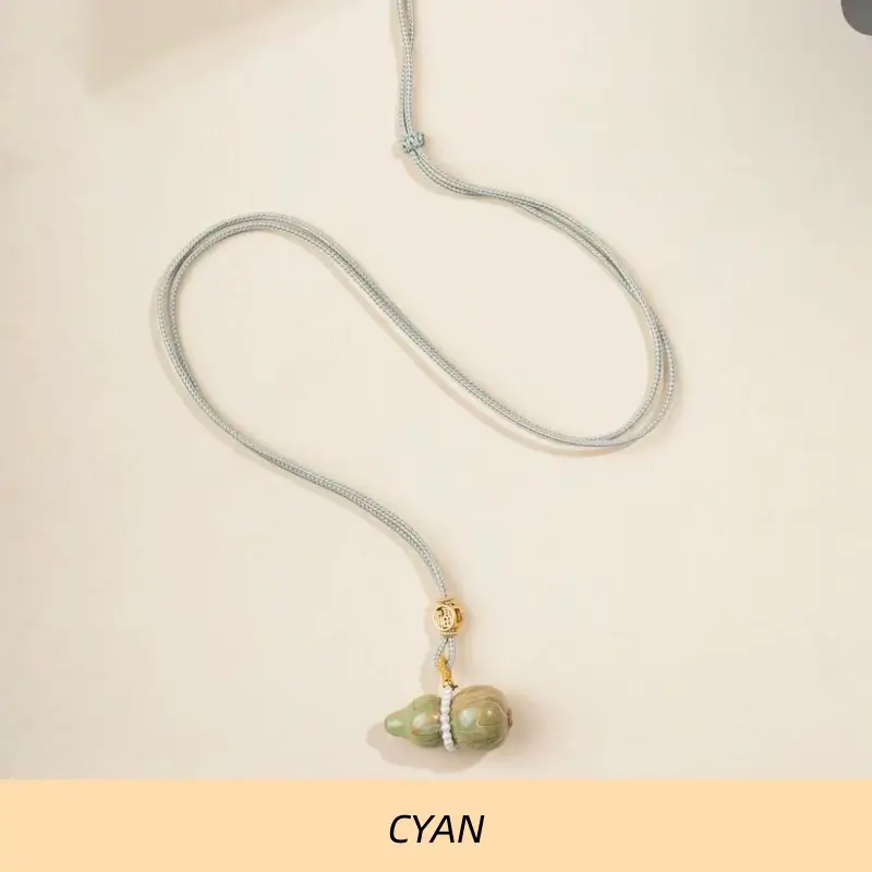 Flowing-lacquer Gourd Pendant Long Necklace for Luck Success Wealth-LuckyCharms.Shop