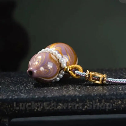 Flowing-lacquer Gourd Pendant Long Necklace for Luck Success Wealth-LuckyCharms.Shop