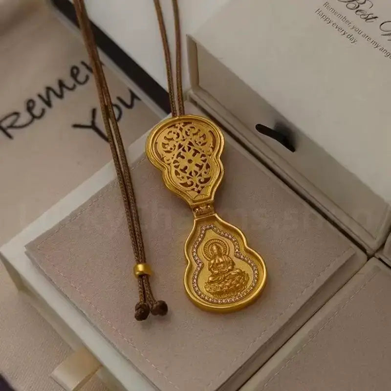 Openable Filigree Hollowed-out Gourd Pandent Necklace -LuckyCharms.Shop