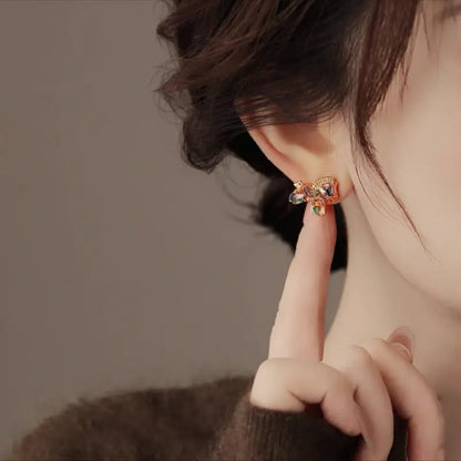 18K Gold Plated Color CZ Pony Pendant Necklace & Earrings Set (Detachable)