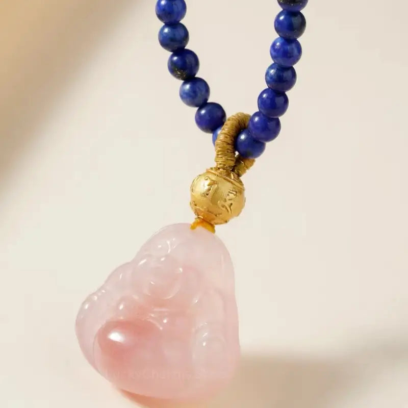 Lapis Lazuli & Agate Buddha Pendant Necklace - Potala Palace Blessed Multi-Gem Strand