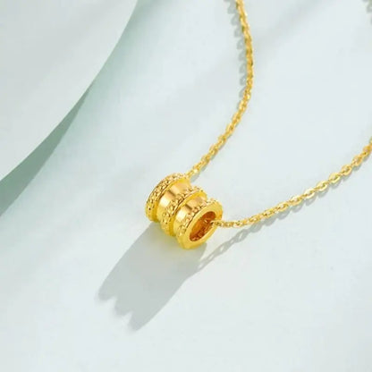 24K純金スリムウエストLu Lu Tongペンダントネックレス | 調節可能なシルバーメッキゴールドチェーン、繊細なミニマリストジュエリー