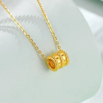 24K純金スリムウエストLu Lu Tongペンダントネックレス | 調節可能なシルバーメッキゴールドチェーン、繊細なミニマリストジュエリー