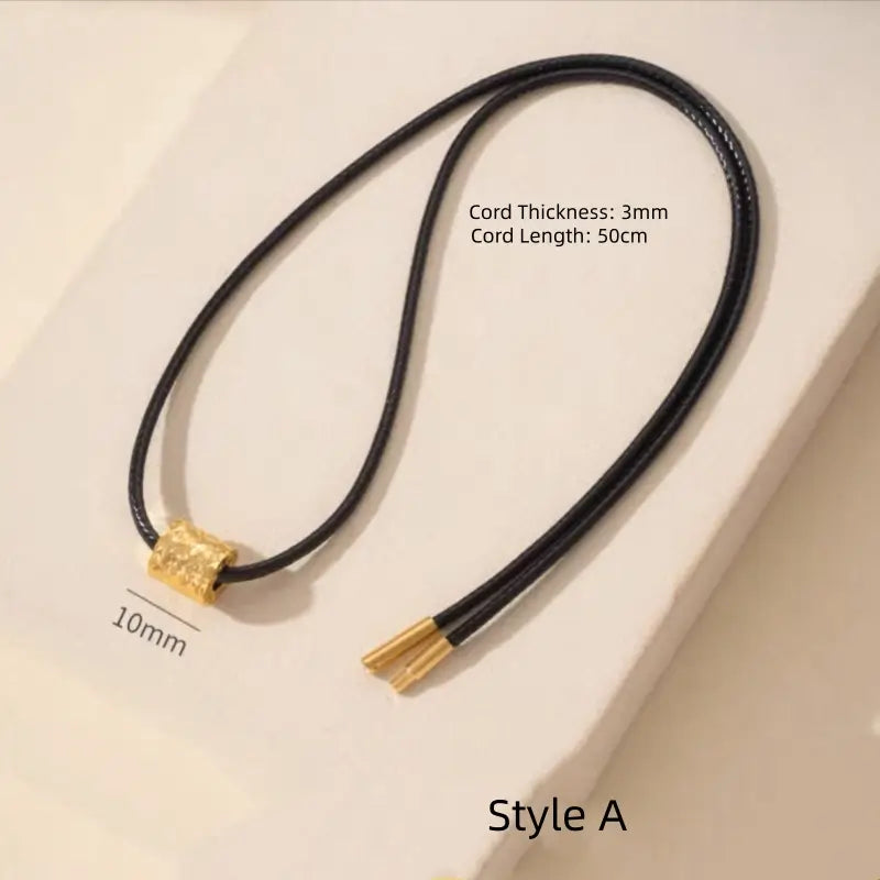 Pendentif Lu Lu Tong en or brillant fragmenté | Collier en cordon de cuir pour femme, 4 styles