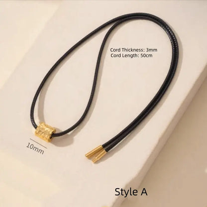 Pendentif Lu Lu Tong en or brillant fragmenté | Collier en cordon de cuir pour femme, 4 styles