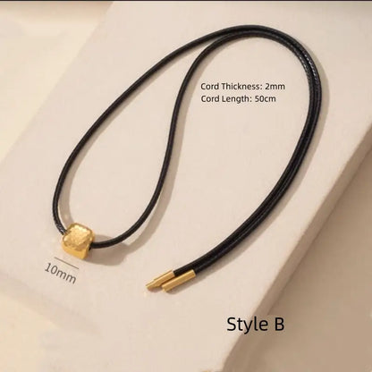 Pendentif Lu Lu Tong en or brillant fragmenté | Collier en cordon de cuir pour femme, 4 styles