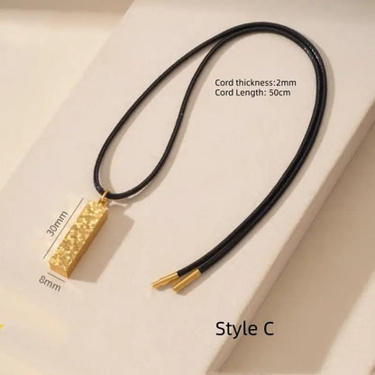 Pendentif Lu Lu Tong en or brillant fragmenté | Collier en cordon de cuir pour femme, 4 styles