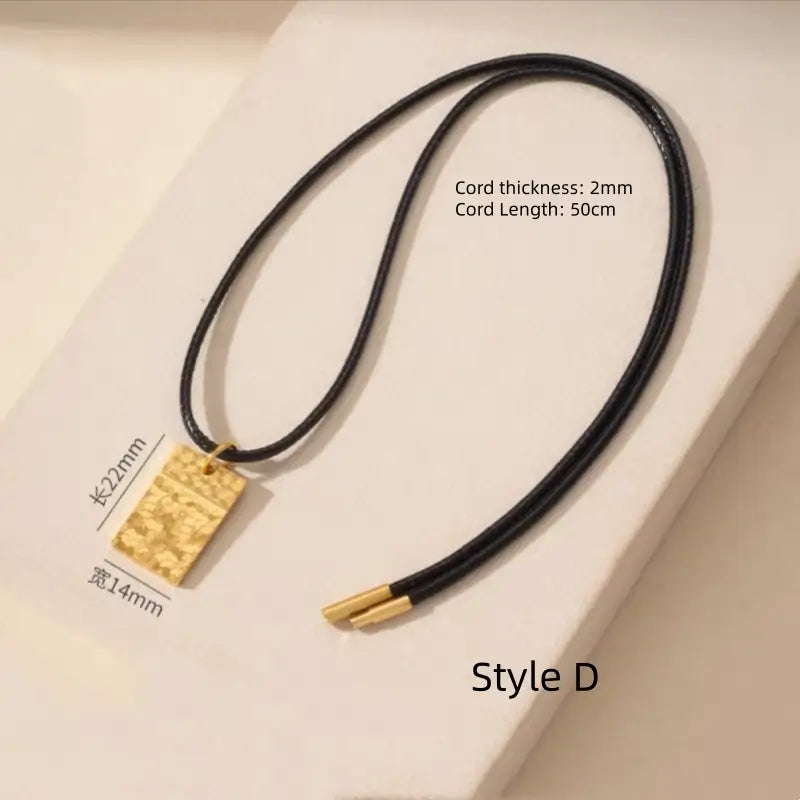 Pendentif Lu Lu Tong en or brillant fragmenté | Collier en cordon de cuir pour femme, 4 styles