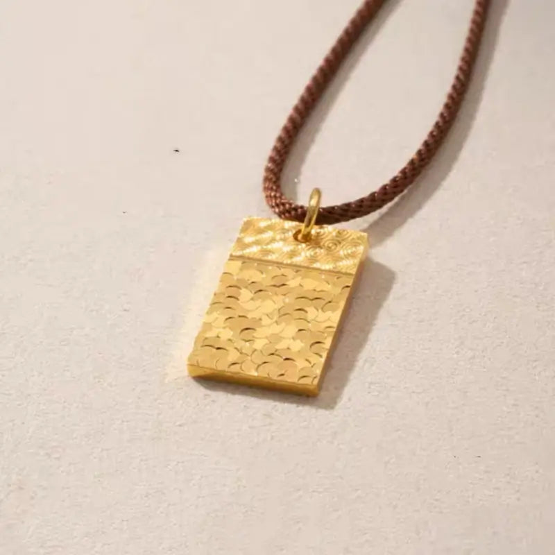 Pendentif Lu Lu Tong en or brillant fragmenté | Collier en cordon de cuir pour femme, 4 styles