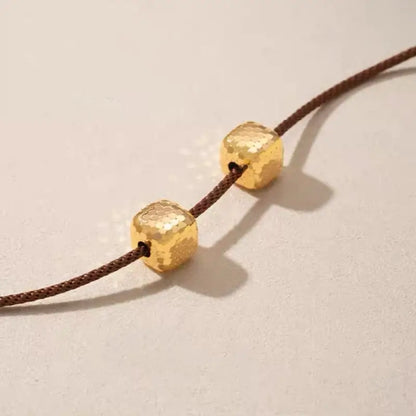 Pendentif Lu Lu Tong en or brillant fragmenté | Collier en cordon de cuir pour femme, 4 styles