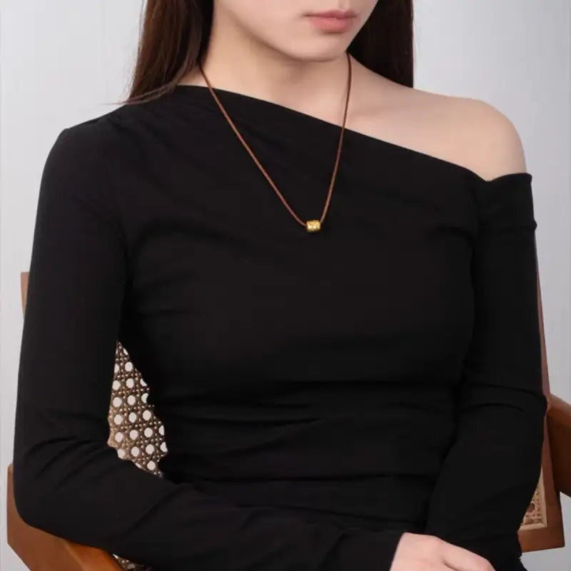 Pendentif Lu Lu Tong en or brillant fragmenté | Collier en cordon de cuir pour femme, 4 styles