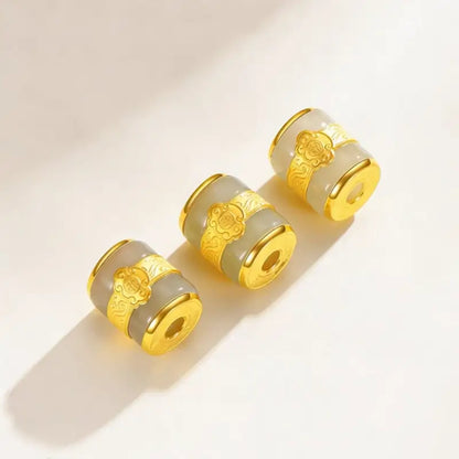 Collier pendentif Lu Lu Tong en jade Hetian naturel et or pur | Symbole de fortune, forme de tonneau, bijou élégant porte-bonheur à offrir ou à porter au quotidien