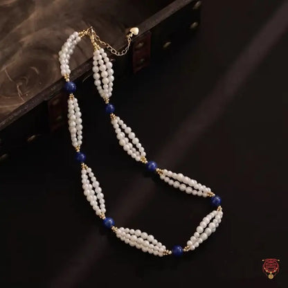 Natural Lapis Lazuli & Multi-Strand Twisted Freshwater Pearl Set