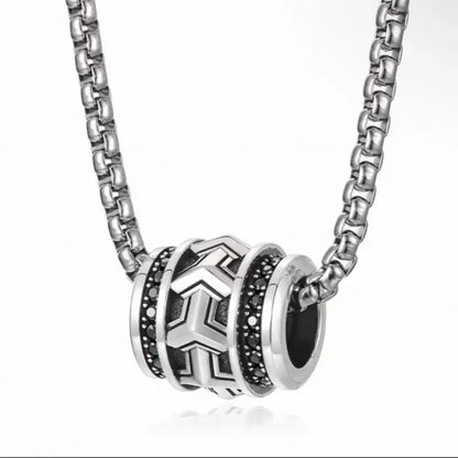 Pendentif Lu Lu Tong en argent sterling 925, motif armure montagneuse | Collier pour homme avec chaîne à maillons en acier haute dureté