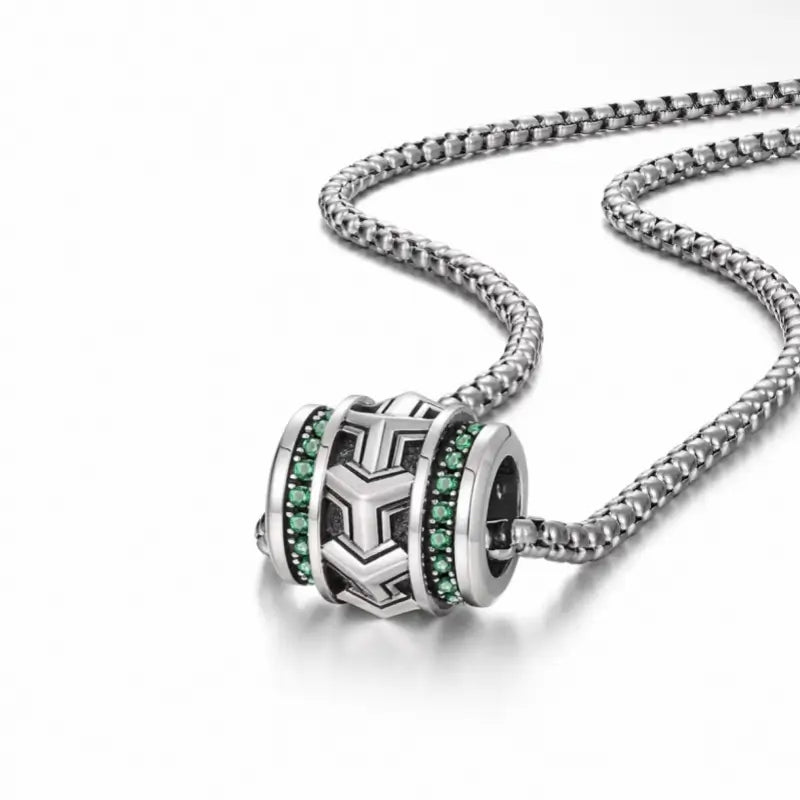 Pendentif Lu Lu Tong en argent sterling 925, motif armure montagneuse | Collier pour homme avec chaîne à maillons en acier haute dureté