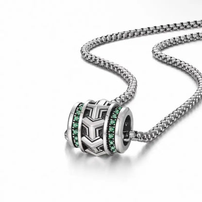 Pendentif Lu Lu Tong en argent sterling 925, motif armure montagneuse | Collier pour homme avec chaîne à maillons en acier haute dureté