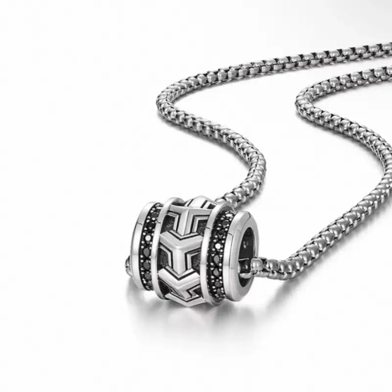 Pendentif Lu Lu Tong en argent sterling 925, motif armure montagneuse | Collier pour homme avec chaîne à maillons en acier haute dureté