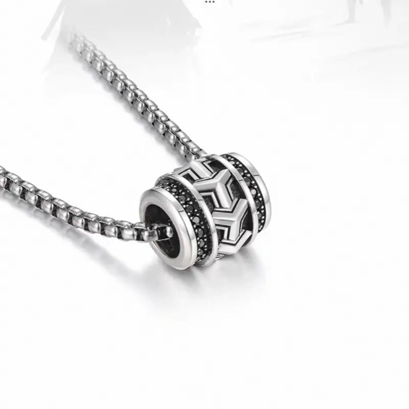 Pendentif Lu Lu Tong en argent sterling 925, motif armure montagneuse | Collier pour homme avec chaîne à maillons en acier haute dureté