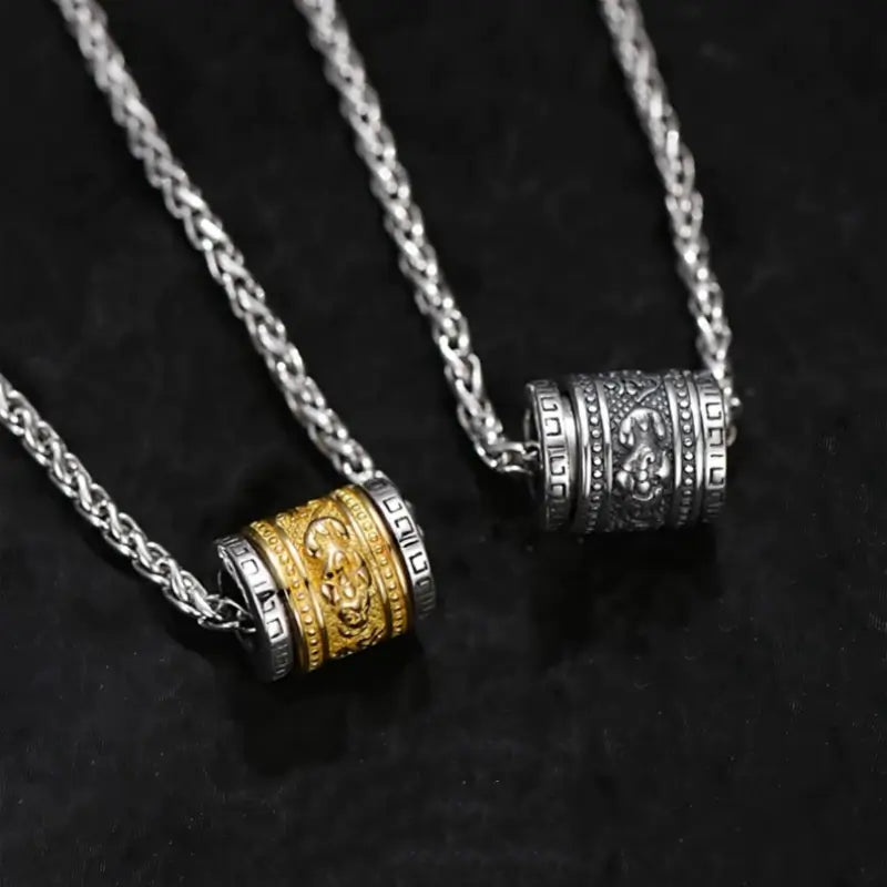 925 Sterling Silver Rotatable Pixiu Necklace | Dragon Bone Chain, Black Gold Wealth Charm for Men, Anti-Deformation