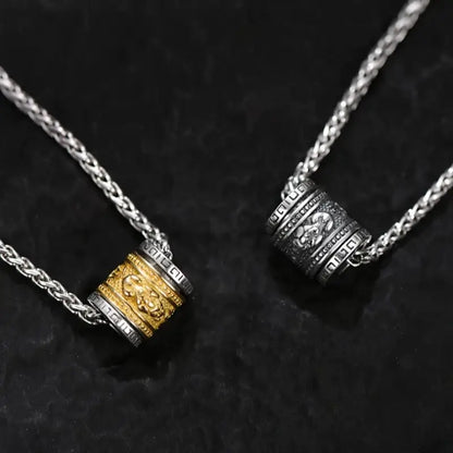 925 Sterling Silver Rotatable Pixiu Necklace | Dragon Bone Chain, Black Gold Wealth Charm for Men, Anti-Deformation