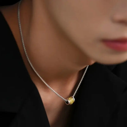 925 Sterling Silver Rotatable Pixiu Necklace | Dragon Bone Chain, Black Gold Wealth Charm for Men, Anti-Deformation