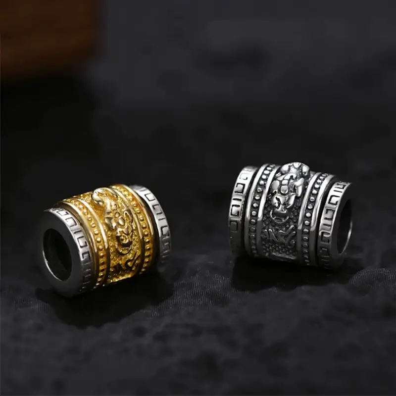 925 Sterling Silver Rotatable Pixiu Necklace | Dragon Bone Chain, Black Gold Wealth Charm for Men, Anti-Deformation