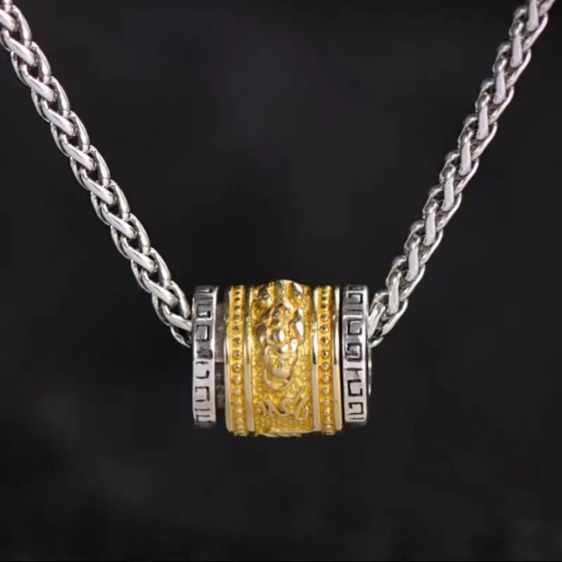 925 Sterling Silver Rotatable Pixiu Necklace | Dragon Bone Chain, Black Gold Wealth Charm for Men, Anti-Deformation