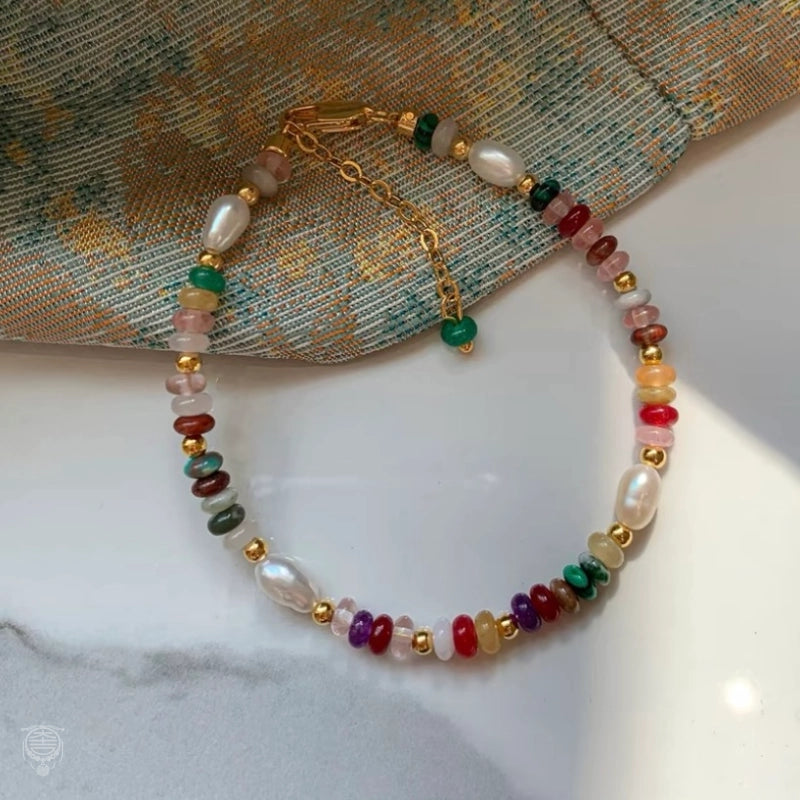 Natural Freshwater Pearl & Multi-Gemstone Necklace & Bracelet Set