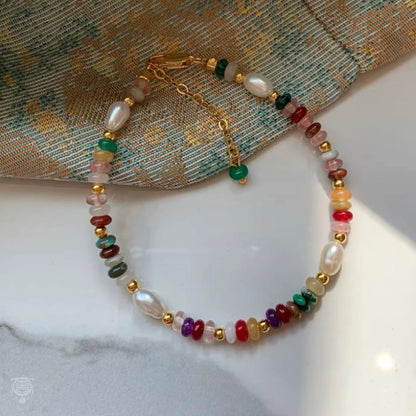Natural Freshwater Pearl & Multi-Gemstone Necklace & Bracelet Set