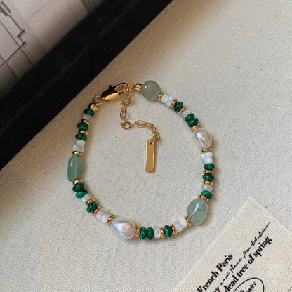Natural Malachite, Freshwater Pearl & White Mother-of-Pearl Jewelry Set