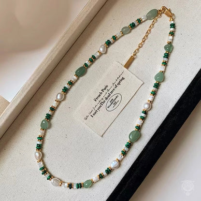 Natural Malachite, Freshwater Pearl & White Mother-of-Pearl Jewelry Set