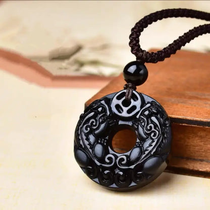 Collier pendentif boucle de paix en agate des cinq éléments bénis du Mont Putuo