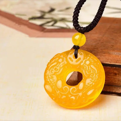 Collier pendentif boucle de paix en agate des cinq éléments bénis du Mont Putuo