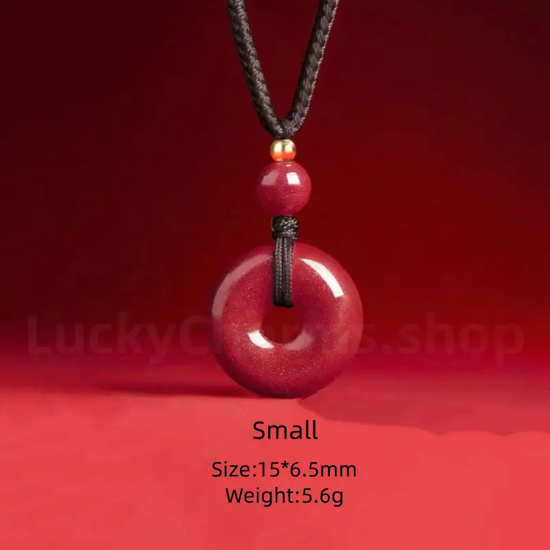 Natural Cinnabar Peace Buckle Pendant Necklace -LuckyCharms.Shop