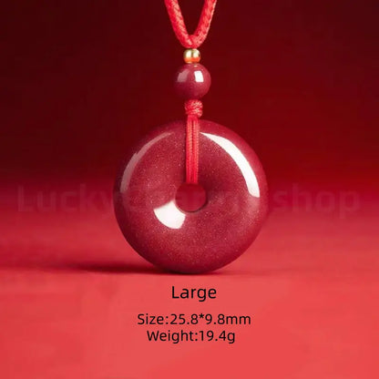 Natural Cinnabar Peace Buckle Pendant Necklace -LuckyCharms.Shop