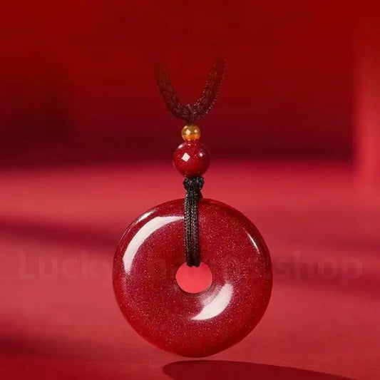 Natural Cinnabar Peace Buckle Pendant Necklace -LuckyCharms.Shop