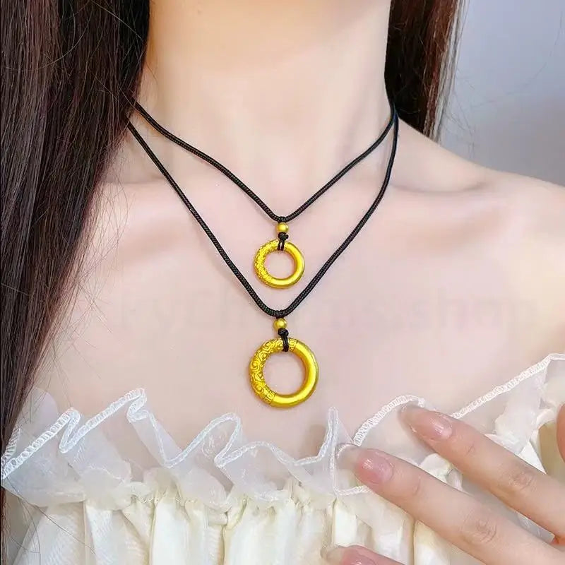 Gold-plated Cloud Pattern Peace Buckle Pendant Necklace-LuckyCharms.Shop