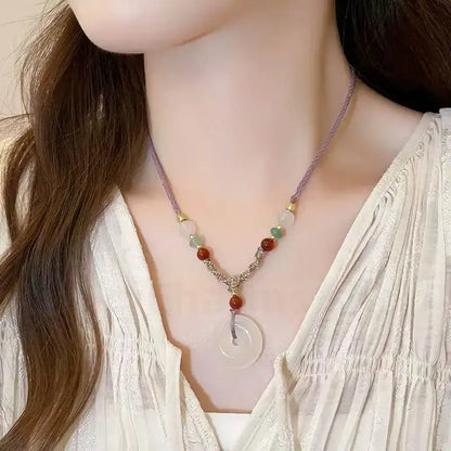 White Jade Safety Buckle Pendant Necklace-LuckyCharms.Shop