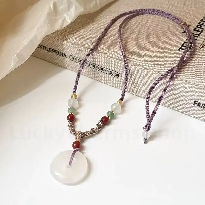 White Jade Safety Buckle Pendant Necklace-LuckyCharms.Shop