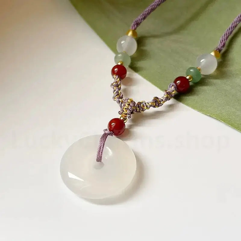 White Jade Safety Buckle Pendant Necklace-LuckyCharms.Shop