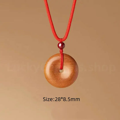 Peach Wood Peace Buckle Pendant Blessing Necklace -LuckyCharms.Shop