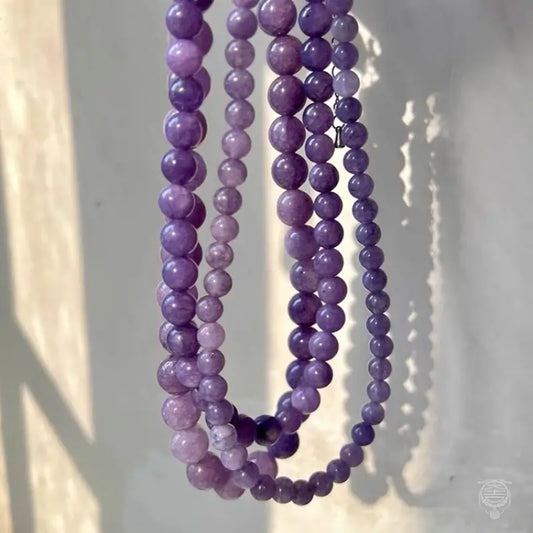 Collier de perles en calcédoine violette naturelle - Rang minimaliste